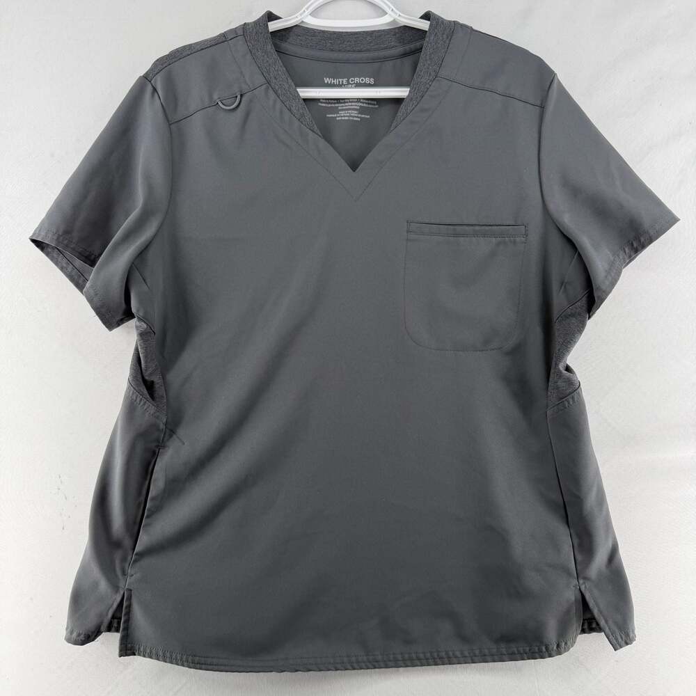1455 White Cross Vibe Women's 1-Pocket V-Neck Scrub Top and Scrub Pants Size L